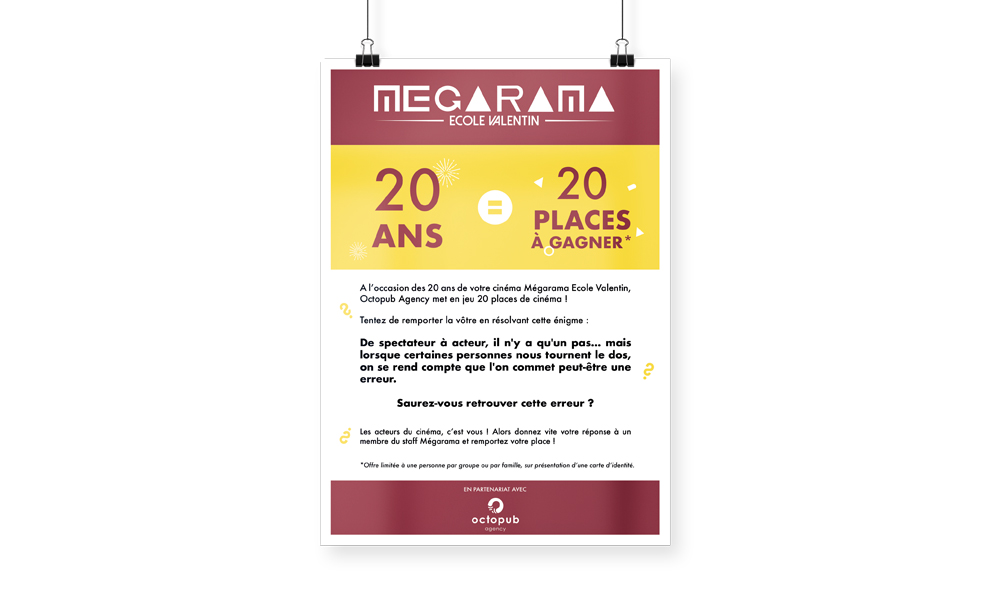Mégarama 20 ans jeu concours affiche Mégarama 20 ans jeu concours affiche